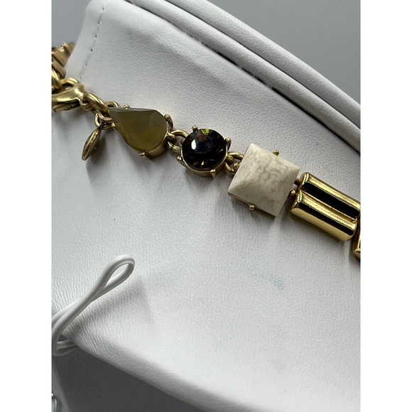 J. Crew Factory Natural Stone Rhinestone Parade Gold Tone Necklace - Picture 11 of 16